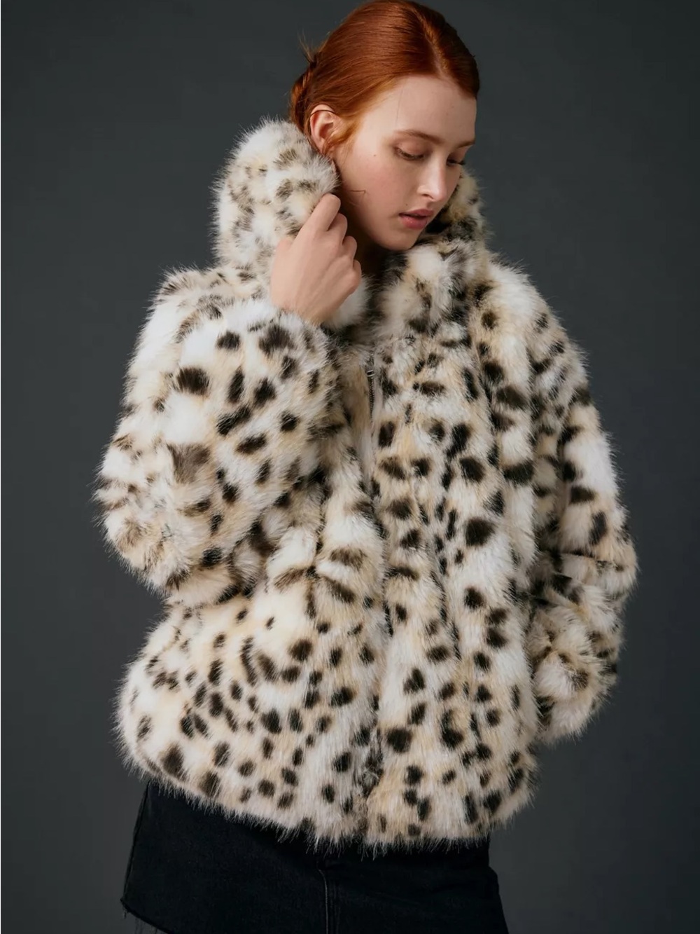 Urban outfitters oversized fluffy faux fur hooded zip up jacket